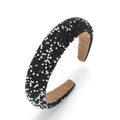 Fashionable black padded headband with white pearl beads and stylish thick sponge design - Black