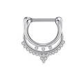 Ethnic silver stainless steel septum ring with double-layered structure and ball accents - Silver Double Layer Beads