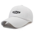 White cotton baseball cap with black SUPER DEGREE embroidery and curved brim - Adjustable / White