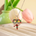 Christmas heart pendant necklace with red and green enamel and silver bow detail - Christmas Heart Candy / Silver