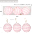 Pink and white macaron Christmas balls with glitter texture in a 3-piece display box - Set of 3 / Light Pink