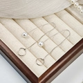 Elegant silver pearl tassel threader earrings with round charms on beige linen box - Silver Artificial Pearl Circle Tassel Ear Line(E2896)