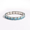 Detail of blue enamel seal charm on a modular stainless steel expandable bracelet - Blue Seal Pattern Style (款式2)