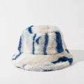 Dettaglio del tessuto in peluche spesso blu e bianco con motivo marmorizzato del cappello - M(56-58cm) / Blu (Tie-dye Blu e Bianco)