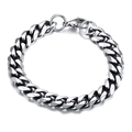 Classic silver stainless steel Cuban link bracelet with lobster clasp for men - 9mm Width - 23cm Length