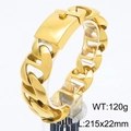 Polished gold Cuban chain link bracelet for men in stainless steel 22mm width - Polished Gold (KB187847-KJX)