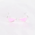 Close-up of pink triangular cat-eye lenses with transparent frames for small pets - One Size-8.5cm / Pink