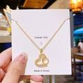 Collier cœur plaqué or avec accents de zircon et pendentif perle sur carte de support - Bague Cœur Dorée