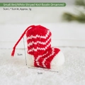 Mini stivale in maglia a righe rosse e bianche per albero di Natale, 5x5cm - Stivale piccolo a strisce rossi e bianchi / Piccolo (5x5cm)