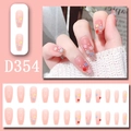 Unghie finte rosa con motivi floreali colorati e pois, set da 24 pezzi modello D354 - Stile Polka Dot Floreale Traslucido Rosa Chiaro (D340)
