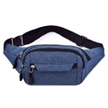 Blue versatile sports fanny pack with multi-layer zipper pockets and adjustable strap - Blue