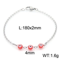 Minimalist silver stainless steel bracelet with three red evil eye charms and O-chain link - Red Evil Eye (KB169517-Z)