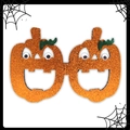 Détail de lunettes de fête en feutrine citrouille pailletée orange avec yeux mobiles - Citrouille