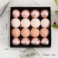 16-piece rose gold Christmas ball set with glitter and snowflake patterns, 6cm size - Rose Gold