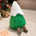Niedliche grüne Plüsch-Weihnachtsbaum-Puppe mit weißer Schneekappe und Beinen - Weißer Weihnachtsmannhut-Stil / 30cm
