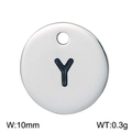 Titanium steel round pendant featuring letter Y engraving with 10mm width measurement - Letter Y