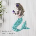 Green mermaid sequin patch embroidery for clothing decoration, size 14.8x9.8cm - GZ-2435 Green Tail Mermaid