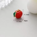 Red apple heart DIY pendant in gold finish with 11.7mm dimensions and weight detail - Apple Style 2