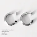 Minimalist stainless steel C-shaped hoop earrings with a polished silver finish - Thick C Style (NE93057) / 30mm / Steel