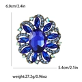 Deep blue rhinestone sunflower brooch in vintage alloy finish with size measurement - Blue