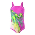 Girls' one-piece swimsuit in vibrant rose pink with lemon and olive branch print - 104 / Deep Pink Floral Print