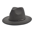 Classic charcoal grey wool fedora hat with black leather belt band for men and women - M (56-58cm) / Dark Gray