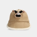 Kids corduroy bucket hat in khaki with cute cartoon plush doll and fleece trim - 50cm (1-3 Years) / Reindeer / Light Khaki