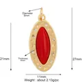 Copper micro-pave Polaris pendant with red marquise stone and gold plating detail - K326561-Gold Red Oval Gem