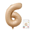 Matte nude finish 32-inch number 6 foil balloon for birthday party decorations - 40-inch Caramel-colored 6-strap Cardboard Box