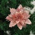 Rose gold glitter poinsettia flower ornament for Christmas tree and festive decor - 14.5cm / Rose Gold