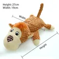 Detail view of plush monkey pet toy with dimensions 27cm height and 19cm width - Brown Lying Monkey
