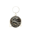 Fashionable leopard print sequin spherical evening bag with round metal handle - Gold