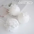 Set of three 8cm white glitter foam Christmas balls with petal texture and silver string - Set of 3 / White / 8CM Foam Ball Style