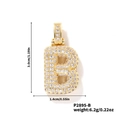Pendente lettera B dorato con zirconi, dimensioni 3,0cm x 1,4cm, gioielli stile hip hop - Pendaglio oro lettera B