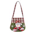 Christmas snowman candy bag with green felt and red-green plaid handle for gifts - Snowman / Small