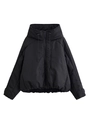 Detalle de chaqueta acolchada negra con capucha, cremallera y dobladillo elástico - XS / Negro