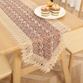 French lace table runner brown floral embroidered long dining table cover for home decor - Style 2