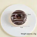 Chocolate faux donut fridge magnet with white wave pattern, 7cm diameter and 15g weight - 7cm Diameter, 3cm Height / Chocolate Brown