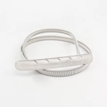 Detailed close-up of a silver elastic spring belt with a modern metal buckle closure - Segmented Buckle Silver (HYY19071)
