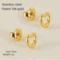 Minimalist 7mm heart-shaped stud earrings in 18K gold plated stainless steel - Heart Shape (ZXG616)
