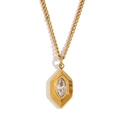 18K gold plated stainless steel necklace with marquise white diamond pendant on white background - Rhombic Marquise White Zirconia Necklace-Gold