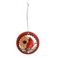 Addobbo per l'albero di Natale con uccello cardinale rosso e cornice glitterata rossa - Cardinale