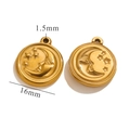 Retro stainless steel gold sun moon charm for DIY necklaces 16mm diameter size - Gold Moon Face Star Disc Style i