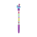 Close-up of cute purple unicorn pen with alphabet beads inside transparent barrel - Blue Moon Purple Unicorn