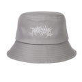 Close-up of gothic white thorn embroidery on a gray washed cotton bucket hat - One Size / Gray