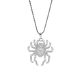 Pendente ragno in argento con strass scintillanti e collana a catena intrecciata - Catena a corda in acciaio inossidabile da 0,3*60 cm / Argento