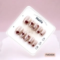 Handmade burgundy heart cat-eye press-on nails with 10 pieces glittery finish set - XS / Wine Red Heart Galaxy Cat Eye (FMD004)