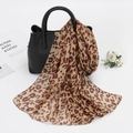 Elegant lightweight chiffon scarf with leopard print paired with a black leather handbag - XQ375 2# Brown Leopard