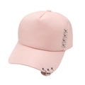 Berretto da baseball rosa con strass e anelli metallici in stile punk rock - Taglia unica / Rosa