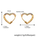 Golden heart earrings with blue gradient cubic zirconia and stainless steel finish - Large Blue Zirconia Earrings